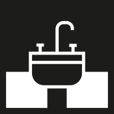 Schwarzes Symbol Waschbecken – feuchtraumgeeigneter Bodenbelag