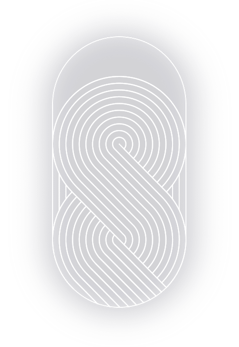 Grafisches Symbol in ovaler Form mit konzentrischen Kreisen und geschwungenem S-Muster – Darstellung für kreative, runde Verlegearten